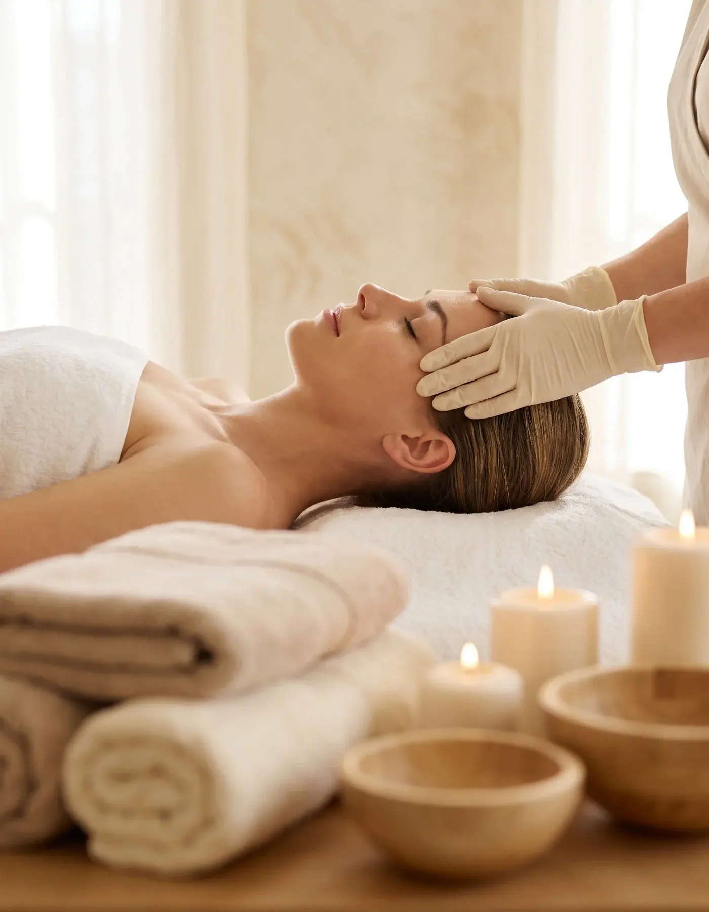 Một khách hàng đang được chăm sóc tại spa
